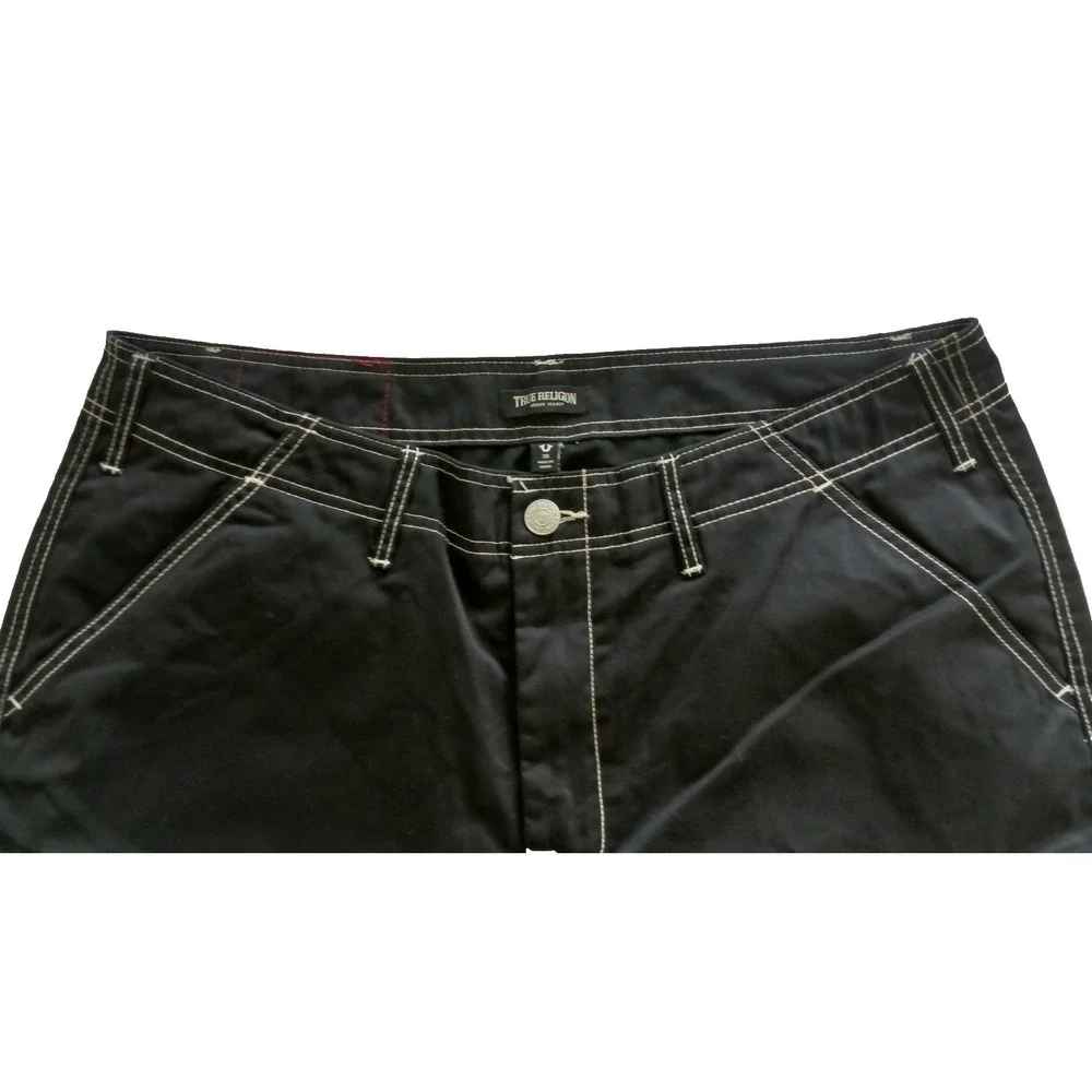 NWT True Religion Baggy Relaxed Fit Cargo Pants Jet Black Men's Size 38 x 30